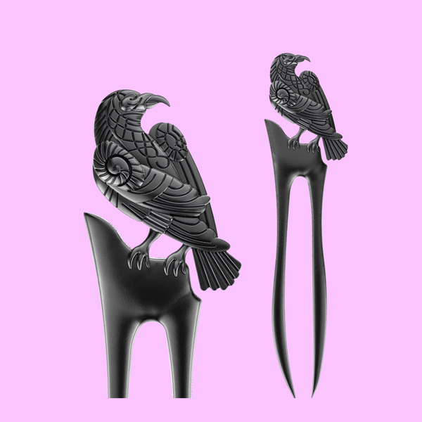 Mystical Raven Hairsticks
