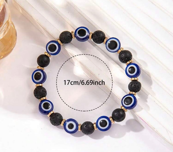 Evil Eye Protection Stretch Bracelets Lava & Mirrored
Beads Options