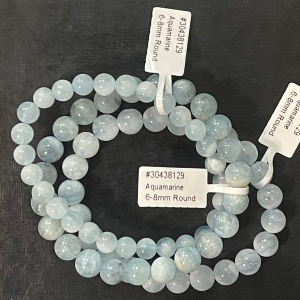 Aquamarine Bead Stretch Bracelets 8mm