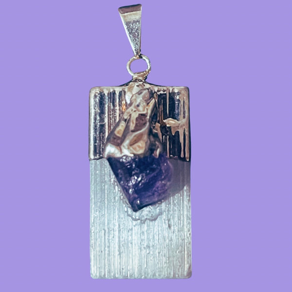 Selenite & Amethyst Pendant