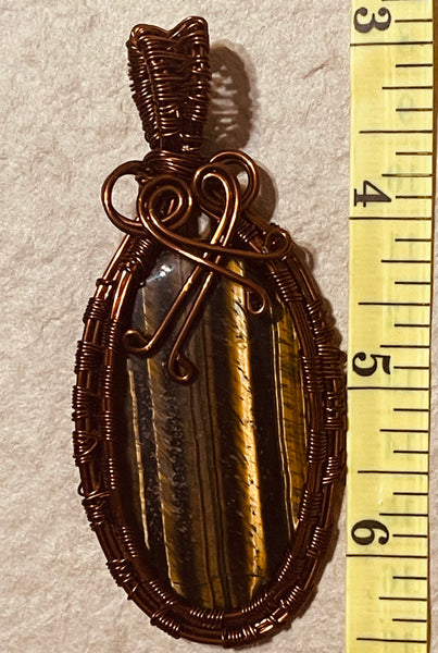 Copper Wrapped Tiger’s Eye Pendant
