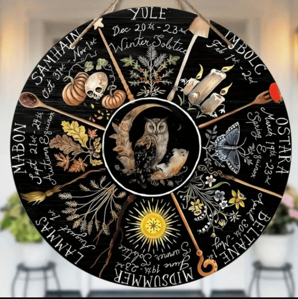 Wheel of the Year Wooden Plaque
