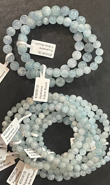 Aquamarine Bead Stretch Bracelets 8mm