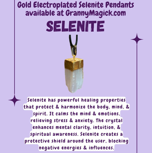Gold Electroplated Selenite Pendants