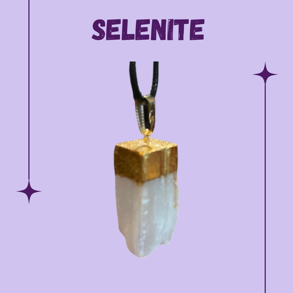 Gold Electroplated Selenite Pendants