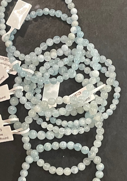 Aquamarine Bead Stretch Bracelets 8mm
