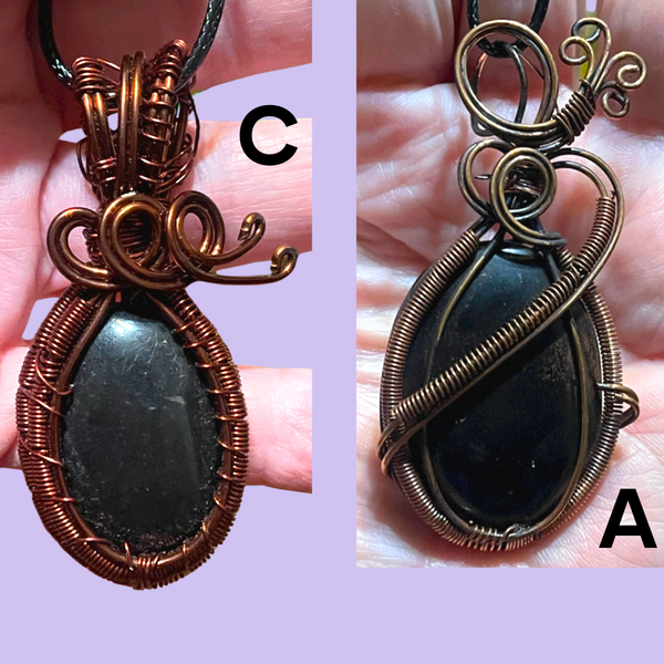 Copper Wrapped Onyx Pendants