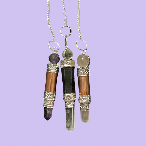 Pendulums Crystal Spheres wands Copper Tourmaline Amethyst Quartz