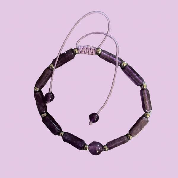 Amethyst Anklet Adjustable Drawstring