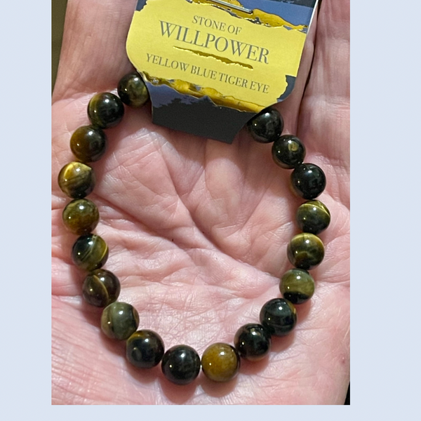 Yellow Blue Tiger’s Eye Bracelet Stretch 8mm