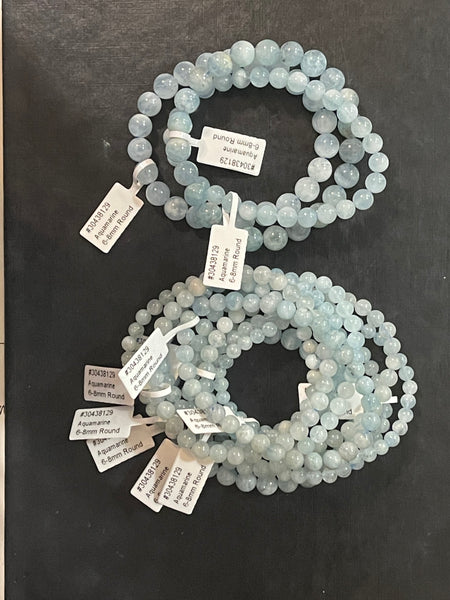 Aquamarine Bead Stretch Bracelets 8mm