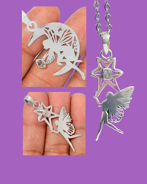 Herkimer Diamond Fairy 925 Silver Pendants
