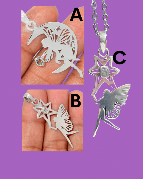 Herkimer Diamond Fairy 925 Silver Pendants