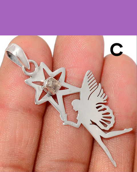 Herkimer Diamond Fairy 925 Silver Pendants