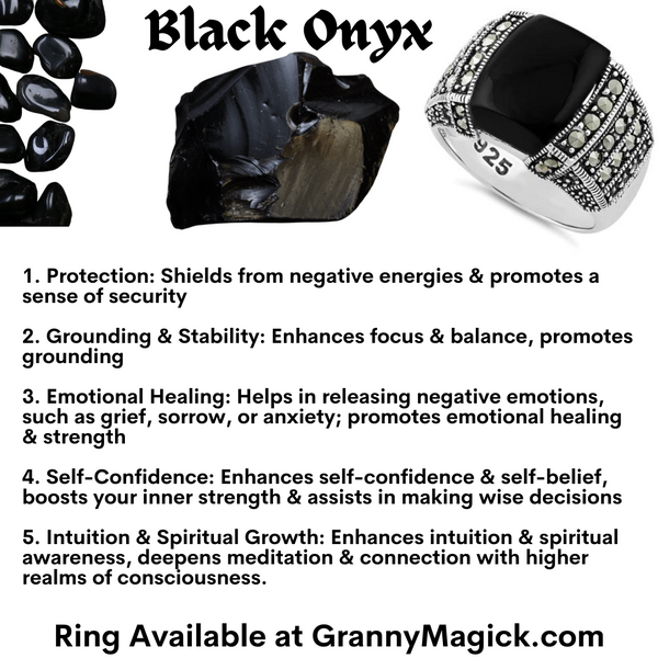Black Onyx Marcasite Sterling Silver Ring