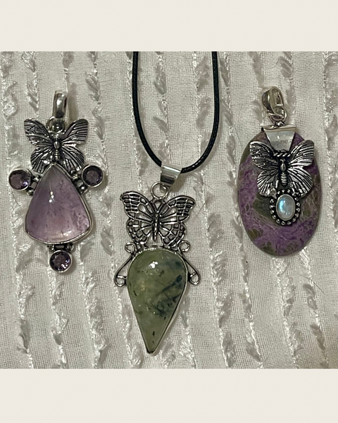Butterfly Gemstone Crystal Pendants