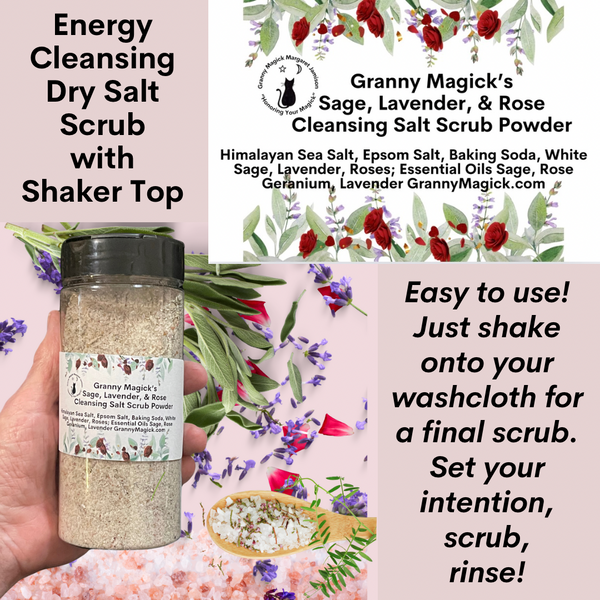 Granny Magick's
Sage, Lavender, & Rose
Cleansing Salt Scrub Powder