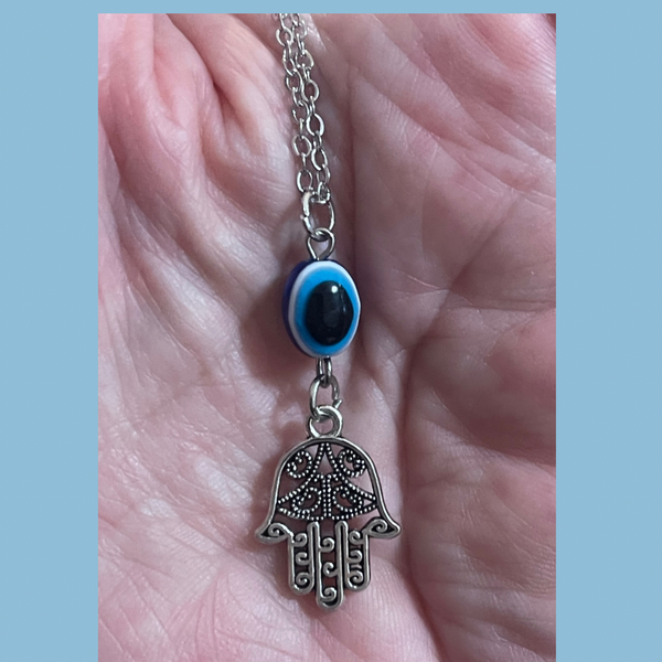 Hamsa Hand Nazar Bead Pendant