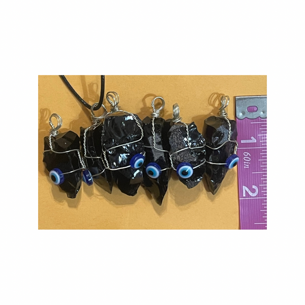 Evil Eye Nazar & Black Obsidian Pendant