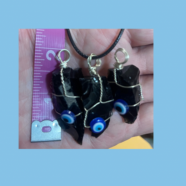 Evil Eye Nazar & Black Obsidian Pendant