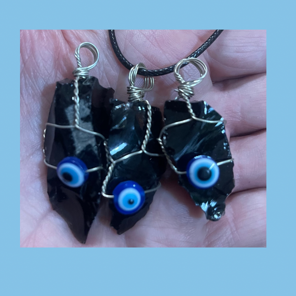 Evil Eye Nazar & Black Obsidian Pendant
