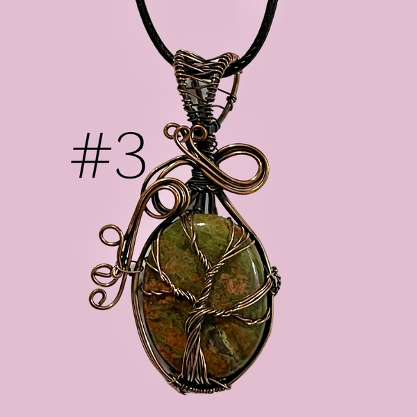 Unakite Copper Wrapped Pendant