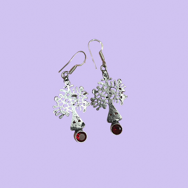 Tree of Life Garnet Earrings #221