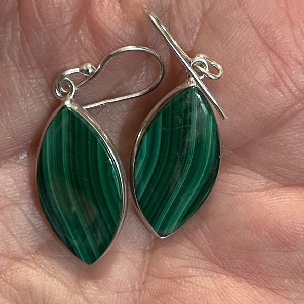 Malachite Sterling Silver Earrings #219
