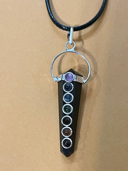 Tourmaline Chakra Pencil Point Pendant #102