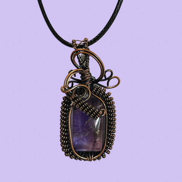 Copper Wrapped Amethyst Pendants