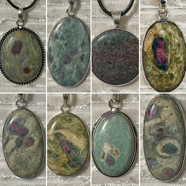Ruby in Fuschite Oval Pendants #104
