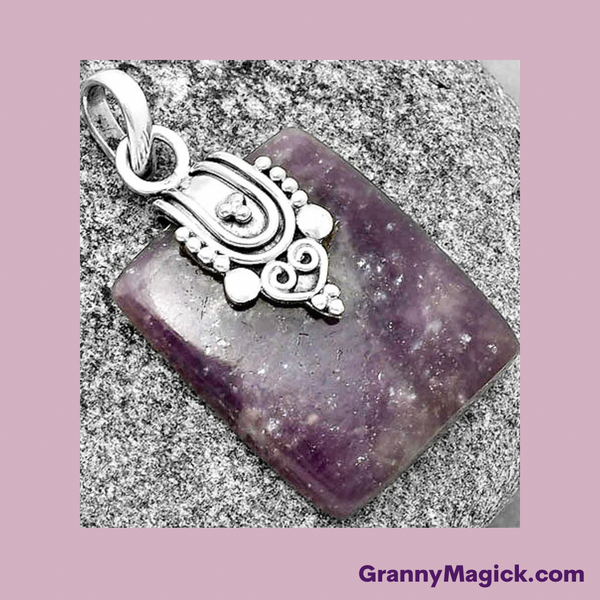 Lepidolite Sterling Silver Pendant #163