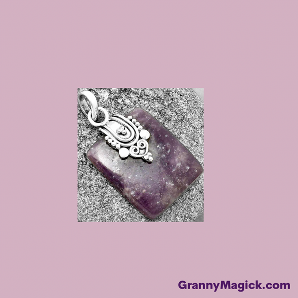 Lepidolite Sterling Silver Pendant #163