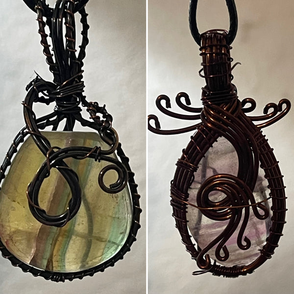 Copper Wrapped Fluorite Pendants #143