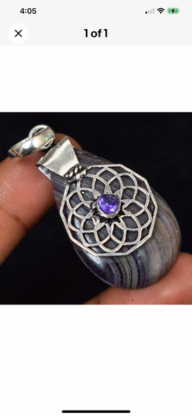 Purple Fluorite Amethyst Pendant #145