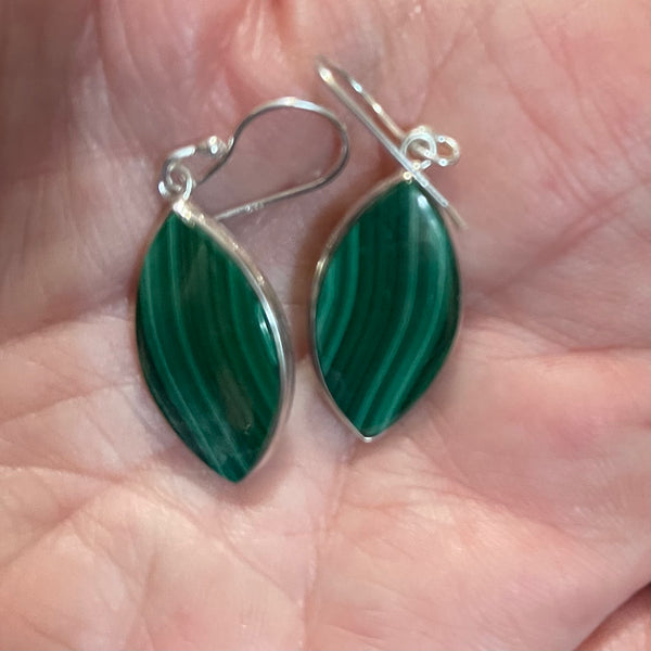 Malachite Sterling Silver Earrings #219