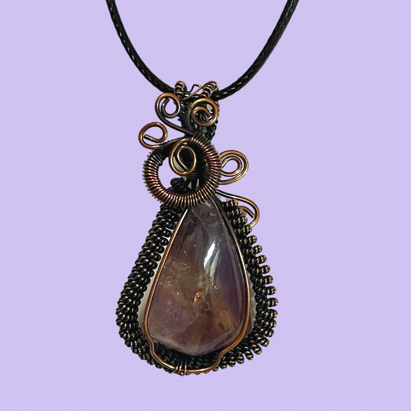 Copper Wrapped Amethyst Pendants