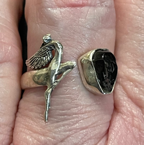 Fairy Shungite Sterling Silver Sz 8 Ring #134