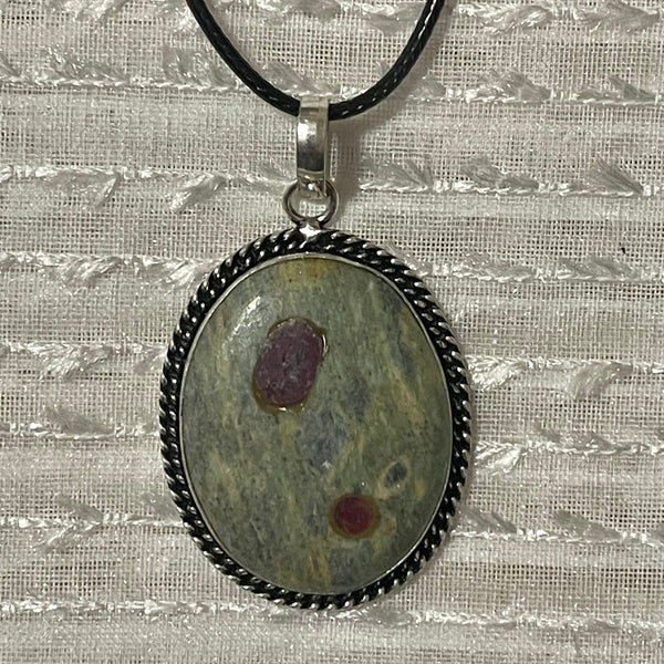 Ruby in Fuschite Oval Pendants #104