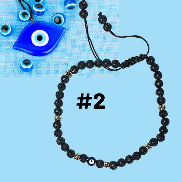 Lava Bead Evil Eye Protection Bracelet with Protection Oil & Chant