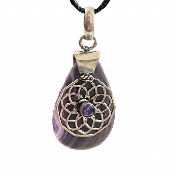 Purple Fluorite Amethyst Pendant #145