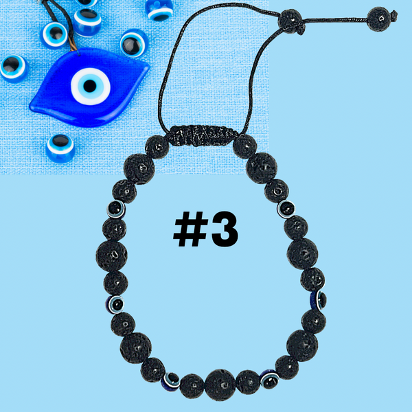 Lava Bead Evil Eye Protection Bracelet with Protection Oil & Chant