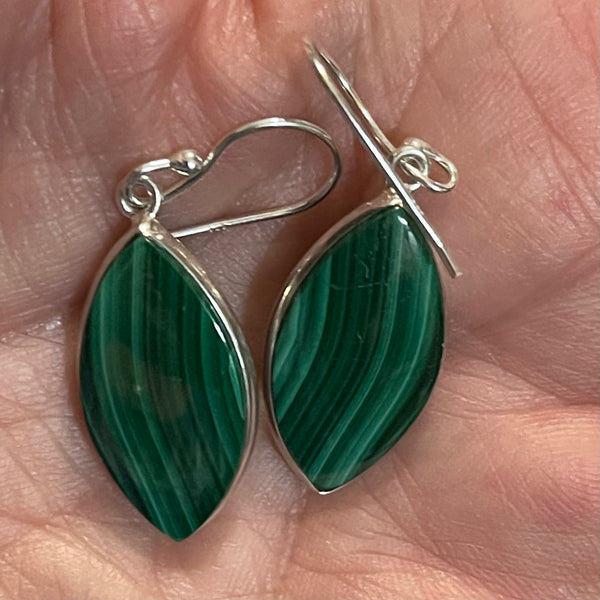 Malachite Sterling Silver Earrings #219