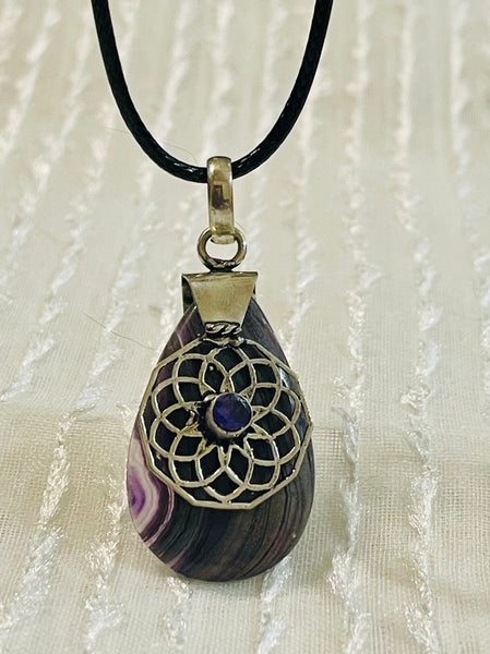 Purple Fluorite Amethyst Pendant #145