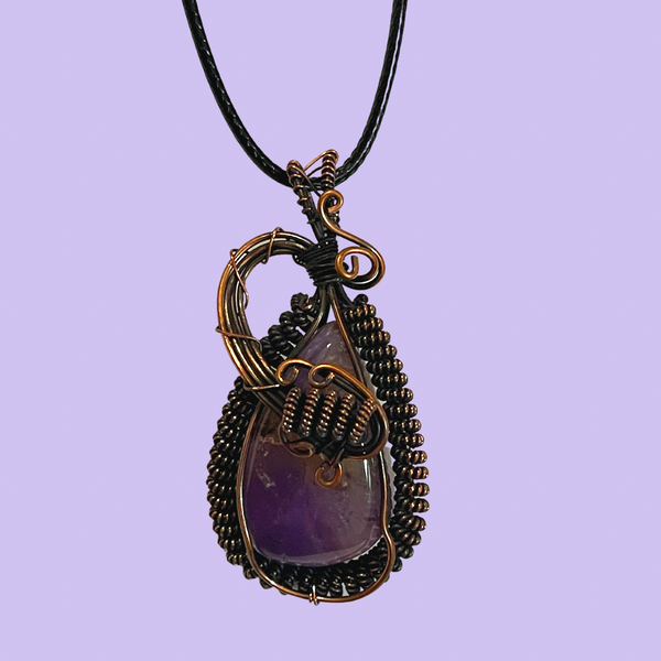 Copper Wrapped Amethyst Pendants