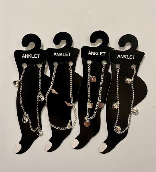Assorted Silvertone Anklets