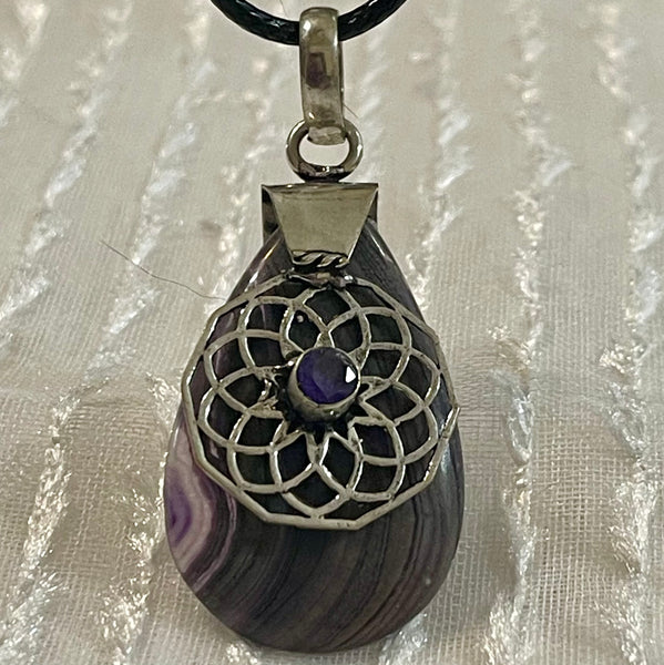 Purple Fluorite Amethyst Pendant #145