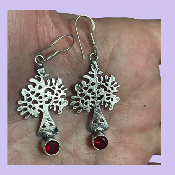 Tree of Life Garnet Earrings #221
