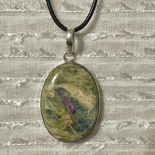 Ruby in Fuschite Oval Pendants #104