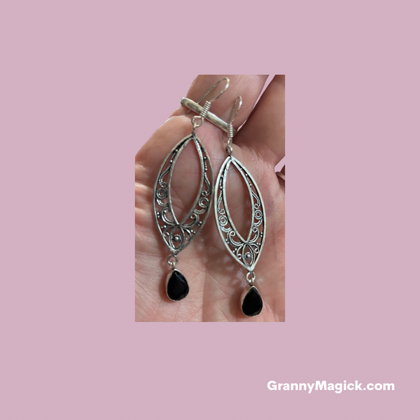 Onyx Filigree Earrings #250